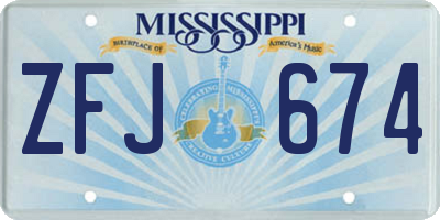 MS license plate ZFJ674