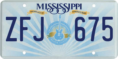 MS license plate ZFJ675