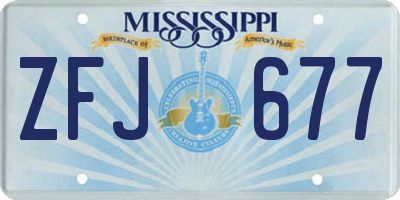 MS license plate ZFJ677