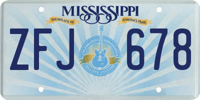 MS license plate ZFJ678