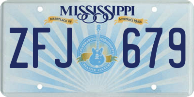 MS license plate ZFJ679
