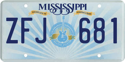 MS license plate ZFJ681