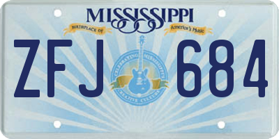 MS license plate ZFJ684