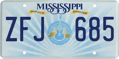 MS license plate ZFJ685