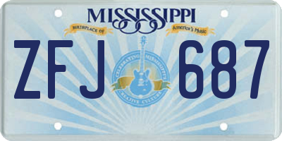 MS license plate ZFJ687