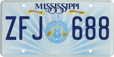 MS license plate ZFJ688