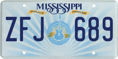 MS license plate ZFJ689