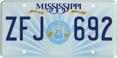MS license plate ZFJ692