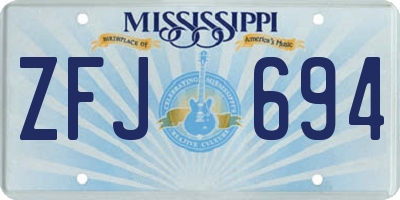 MS license plate ZFJ694