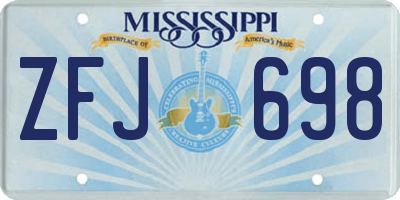 MS license plate ZFJ698