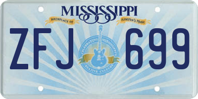 MS license plate ZFJ699
