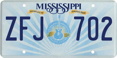 MS license plate ZFJ702