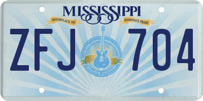 MS license plate ZFJ704