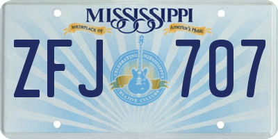 MS license plate ZFJ707