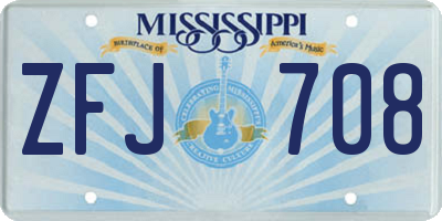 MS license plate ZFJ708