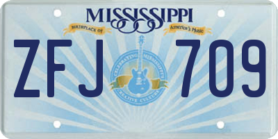 MS license plate ZFJ709