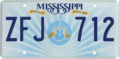 MS license plate ZFJ712