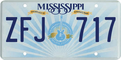 MS license plate ZFJ717