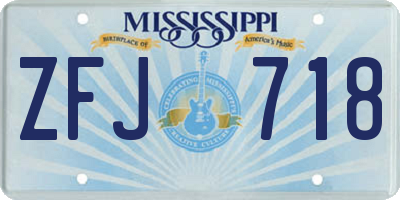 MS license plate ZFJ718