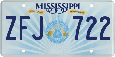 MS license plate ZFJ722