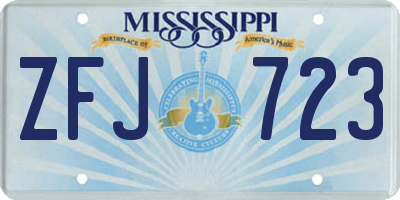 MS license plate ZFJ723