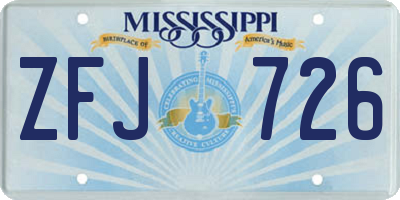 MS license plate ZFJ726