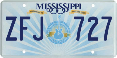 MS license plate ZFJ727