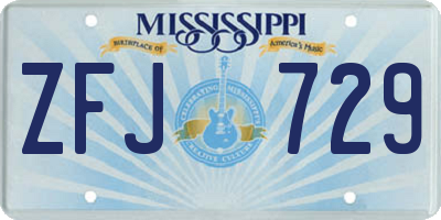 MS license plate ZFJ729