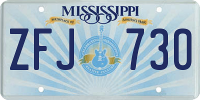 MS license plate ZFJ730