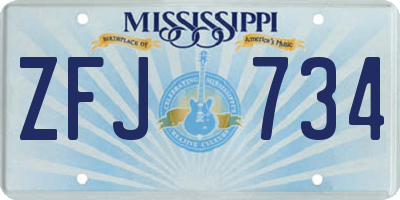 MS license plate ZFJ734