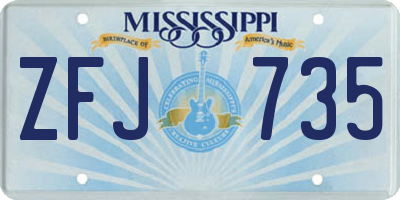 MS license plate ZFJ735