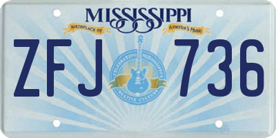 MS license plate ZFJ736