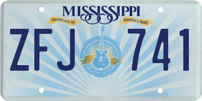 MS license plate ZFJ741