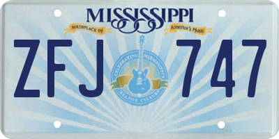 MS license plate ZFJ747