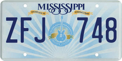 MS license plate ZFJ748