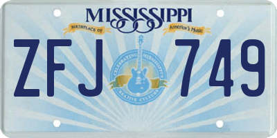 MS license plate ZFJ749
