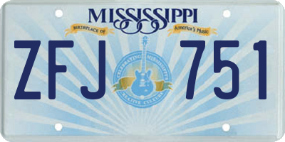 MS license plate ZFJ751