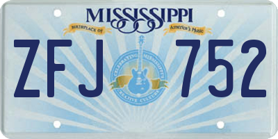 MS license plate ZFJ752