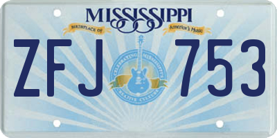 MS license plate ZFJ753