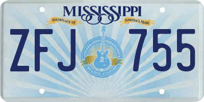MS license plate ZFJ755