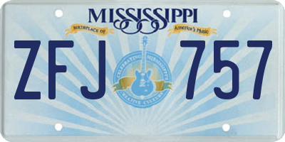MS license plate ZFJ757
