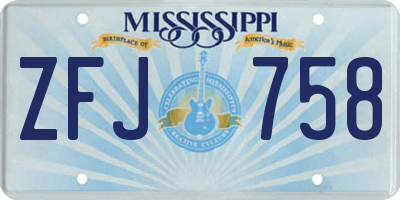 MS license plate ZFJ758