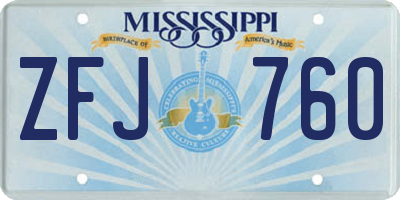 MS license plate ZFJ760