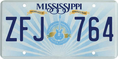 MS license plate ZFJ764