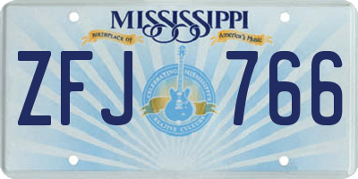 MS license plate ZFJ766