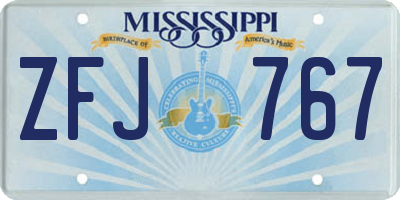 MS license plate ZFJ767