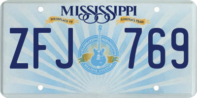 MS license plate ZFJ769