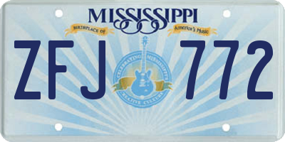 MS license plate ZFJ772