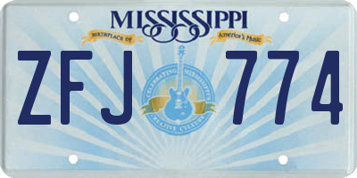 MS license plate ZFJ774
