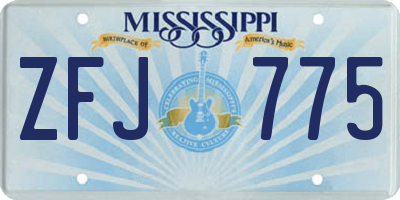 MS license plate ZFJ775